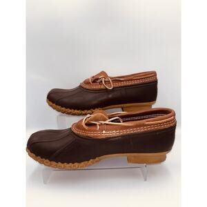 L.L. Bean Mens Size 10 W Bean Boots Rubber Mocs Low Brown Gum Tan Unlined Good